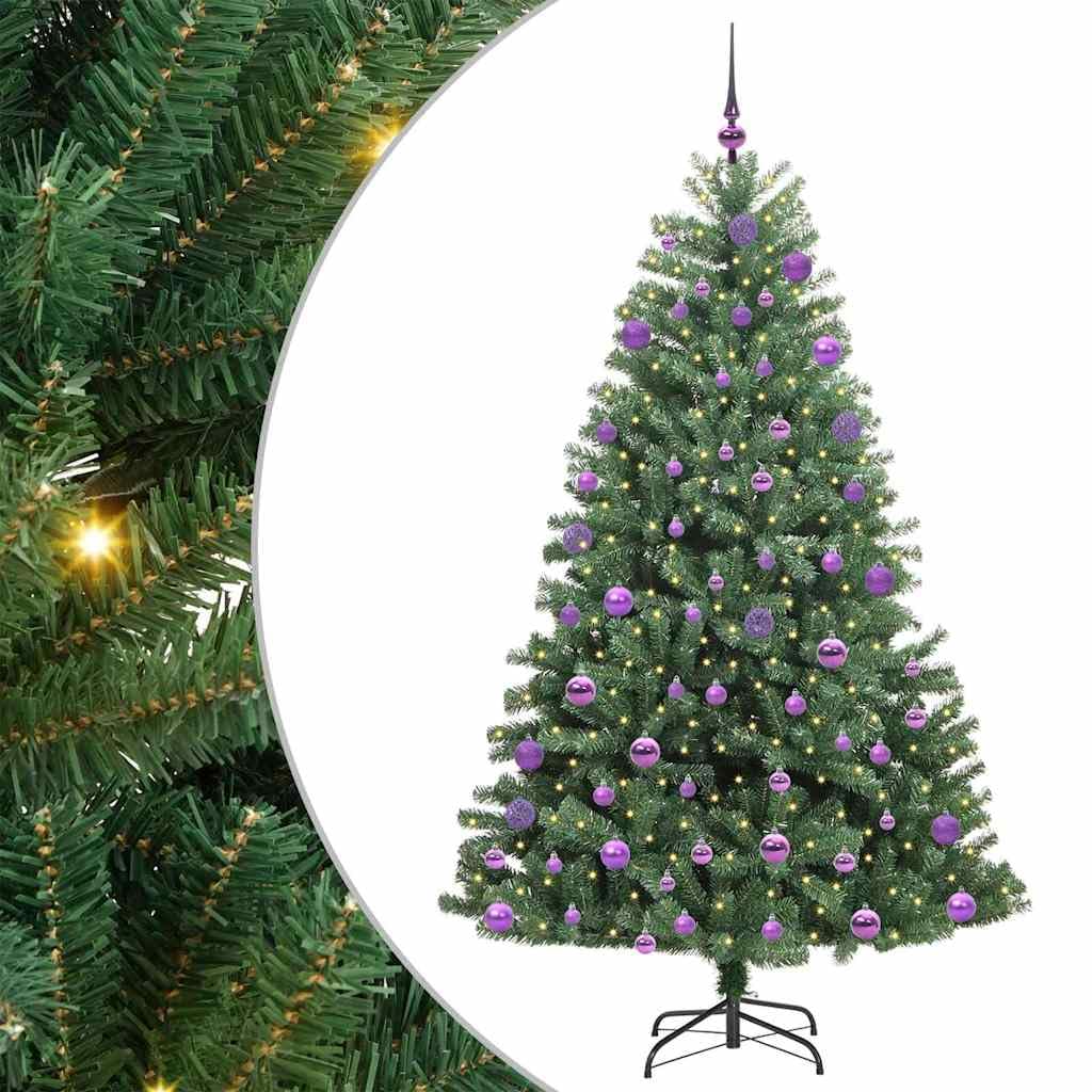 Árbol artificial de 210 cm, 300 ledes cálidos, 8 modos, ramas giratorias, plegable, PVC/metal