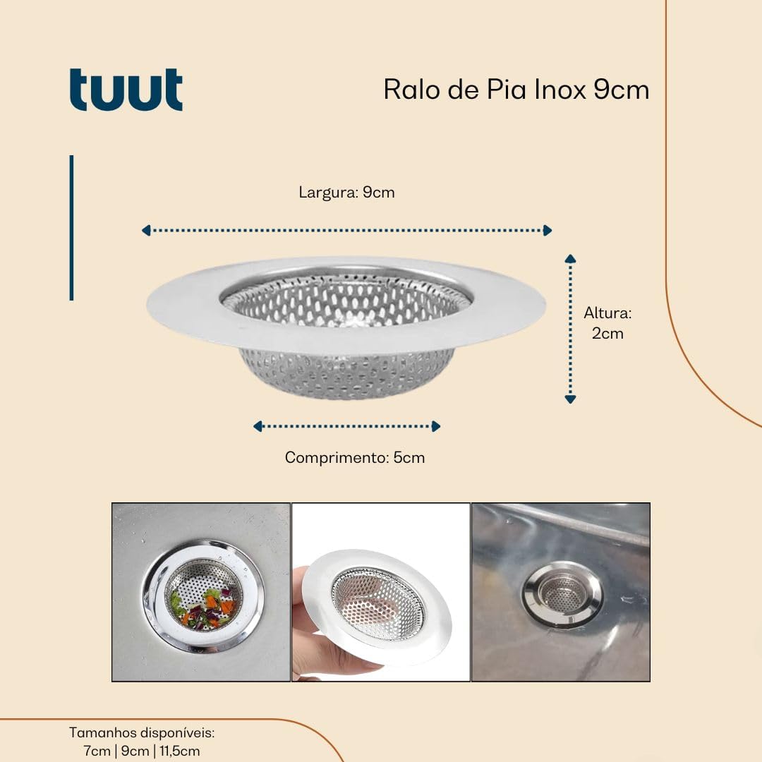 Tuut, Linha Inox, Ralo de Pia/Tanque Reforçado, 9cm