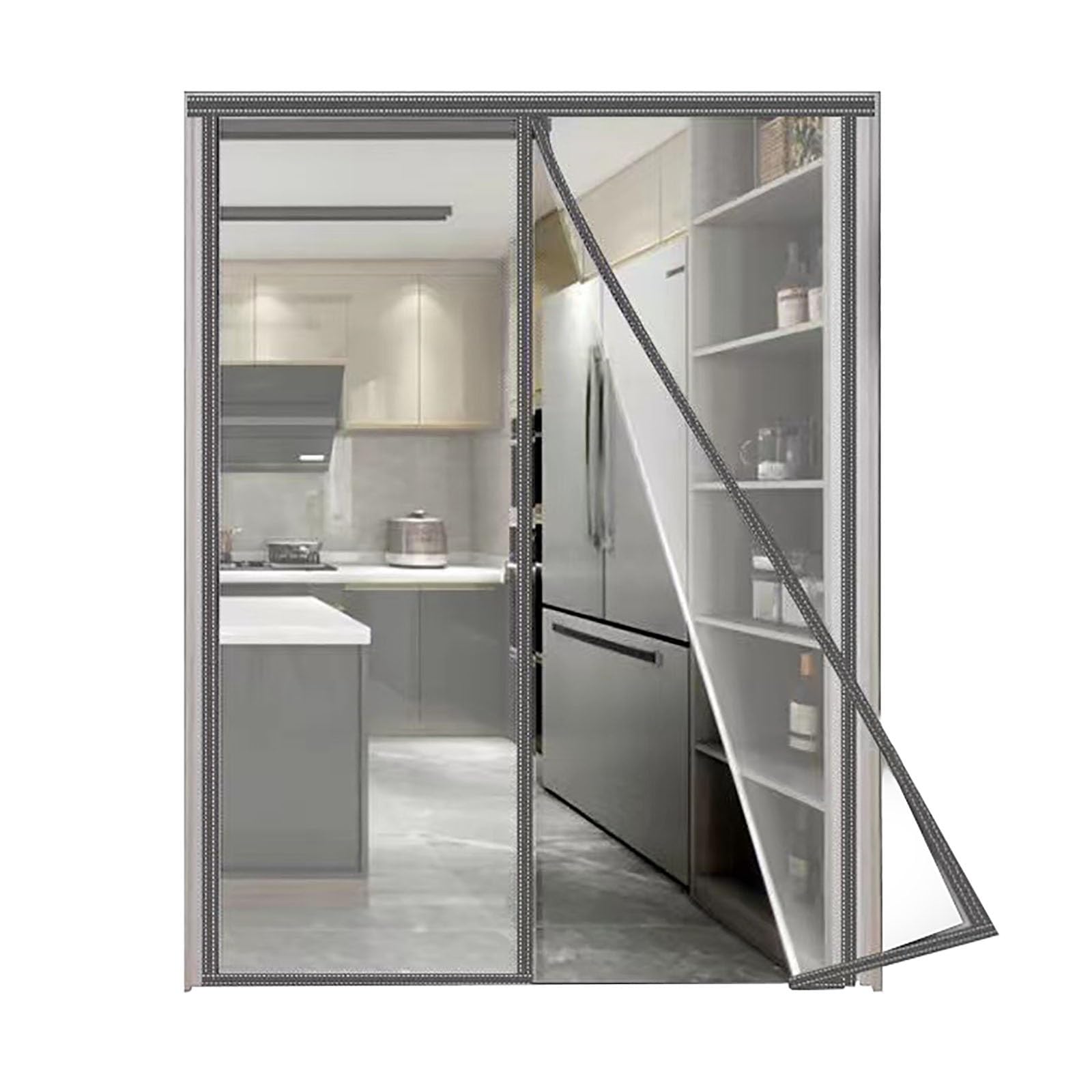 Cortina de PVC transparente con aislamiento magnético para puerta, autosellante, resistente a la intemperie, térmica, para patio, balcón, calor de invierno (140 x 210 cm)