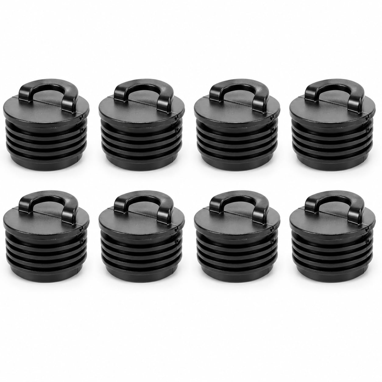 8 Pack Black Push Fit Kayak Scupper Plugs with Pull Tabs