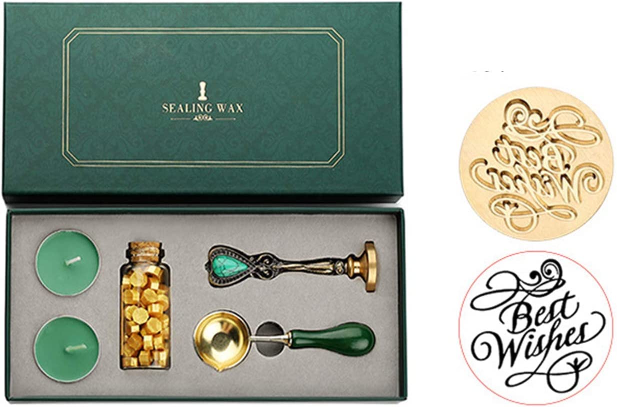 iKalaa Wax Seal Stamp Kit, Classic Retro Sealing Wax Gift Kit, Personalized Wax Sealing Brass Stamp Head, Wedding Invitation, Card Gift Wrapping, Wine Package & Crafts-image-25