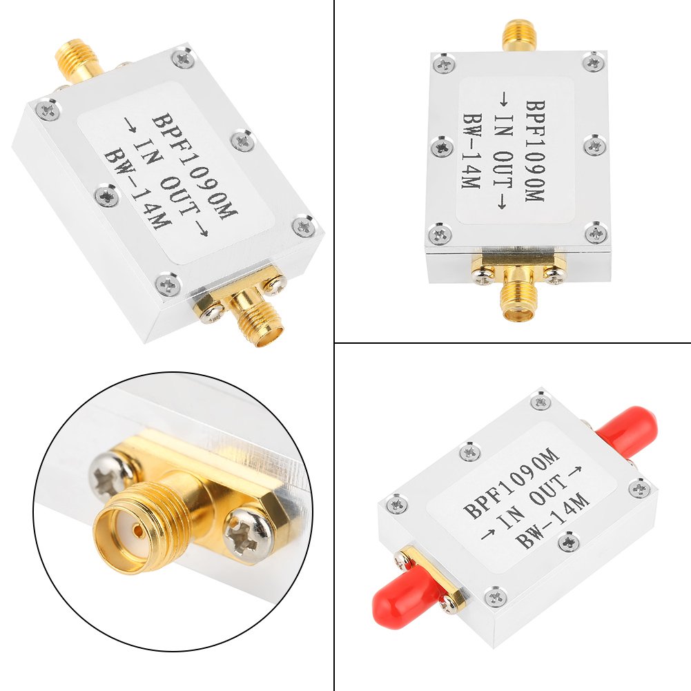 1090 MHz Bandpass-SMA-Filter, 1 Stück 1090 MHz ADS-B Luftfahrt-Bandbreite 14 MHz SMA-Schnittstellen-Bandpassfilter.