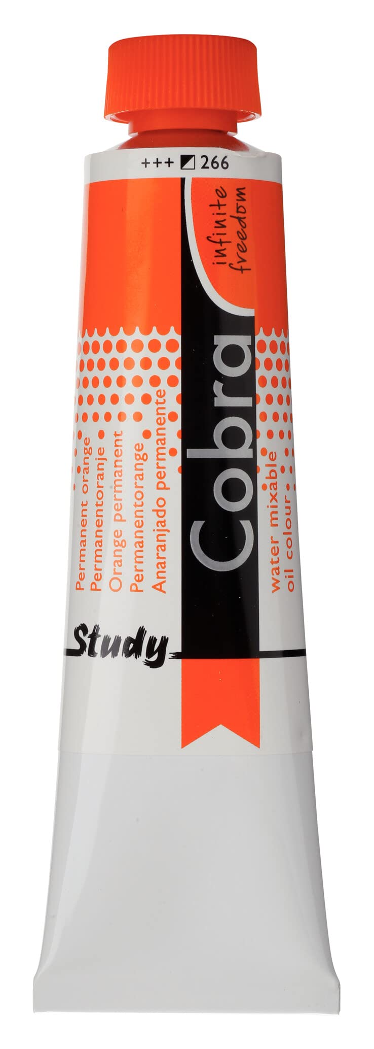 Cobra Permanent Orange Study Water Mixable Oil Colour Tube 40 Ml - 266 - Semi-Opaque High-Quality Pigment - Solvent-Free