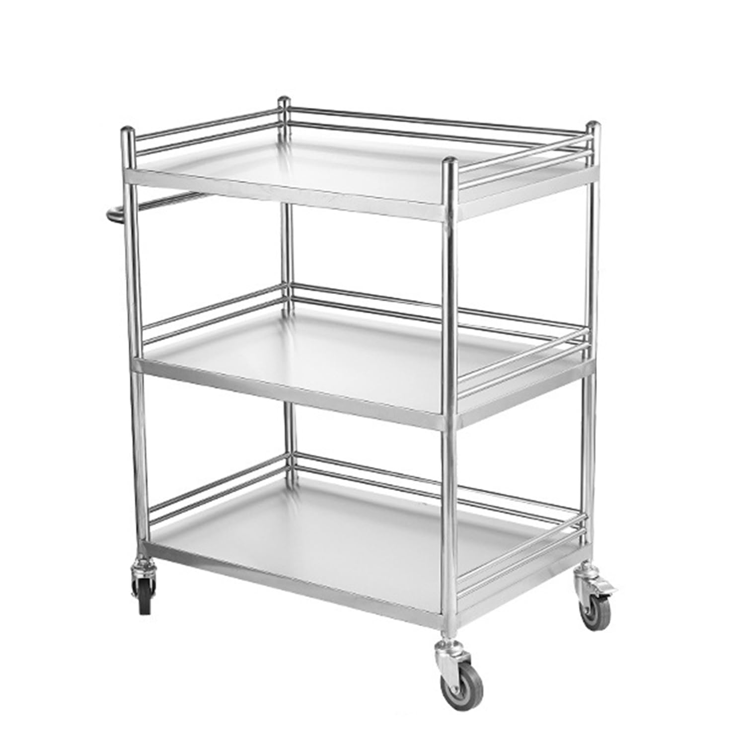 Carrello da laboratorio a 3 livelli in acciaio inossidabile, carrello per servizio alimentare in metallo resistente, per cucina commerciale e salone di bellezza