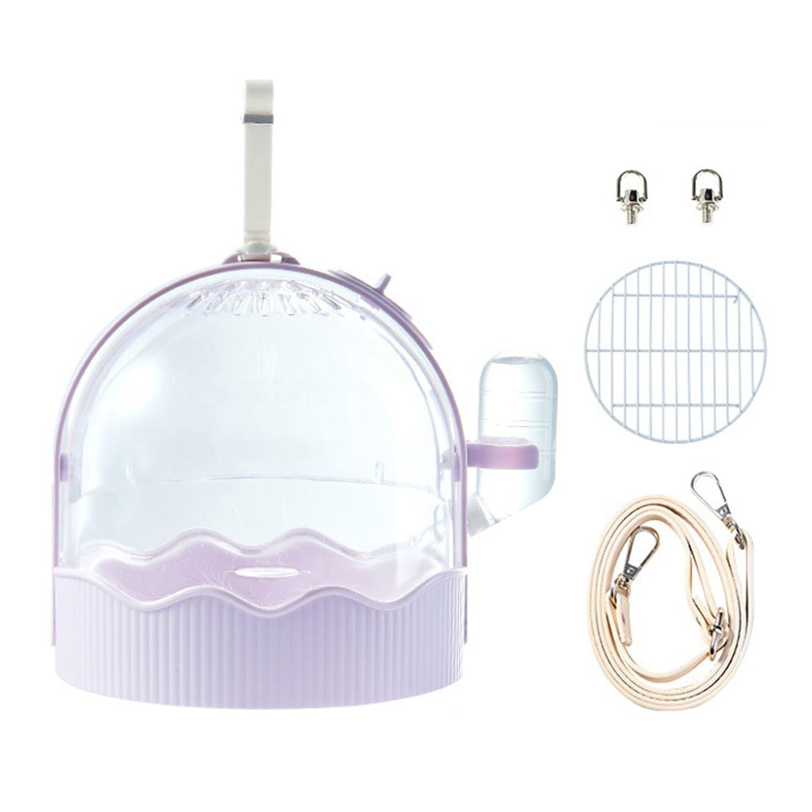 XISAOK Clear Pet Carrier Travel Cage with Water Bottle& Station Frame Small Pet Travel Camping Cage Package Cage