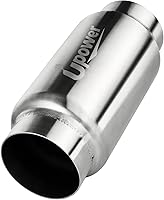UPower 3" Inlet/Outlet Stainless Steel Straight-Through Exhaust Resonator Muffler, 9" Overall Length, Polished Finish