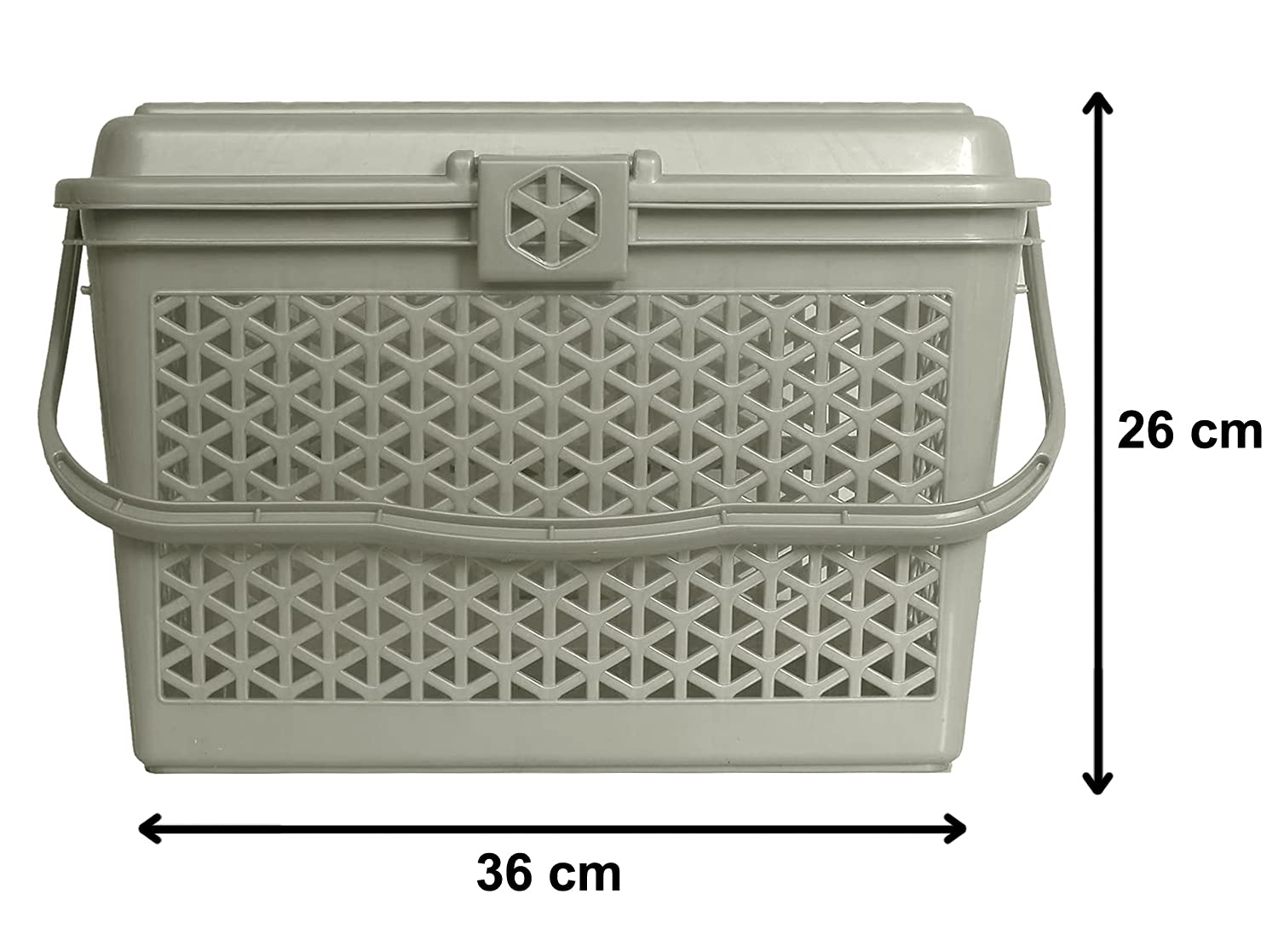 Kuber Industries Plastikowy modny kosz do przechowywania na zakupy z uchwytami, mały kosz na prysznic, do szafy, kuchni, ogrodu, łazienki, zabawek (szary)-HS_38_LUGGAGE21156