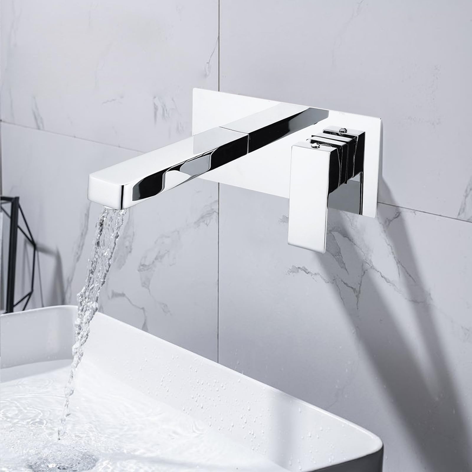 Waschtischarmatur Wasserfall Wasserhahn, Waschtischarmatur Unterputz für Wandmontage Einhebelmischer Waschtisch-Armaturen Badezimmer Küche Badezimmer Spültischarmaturen