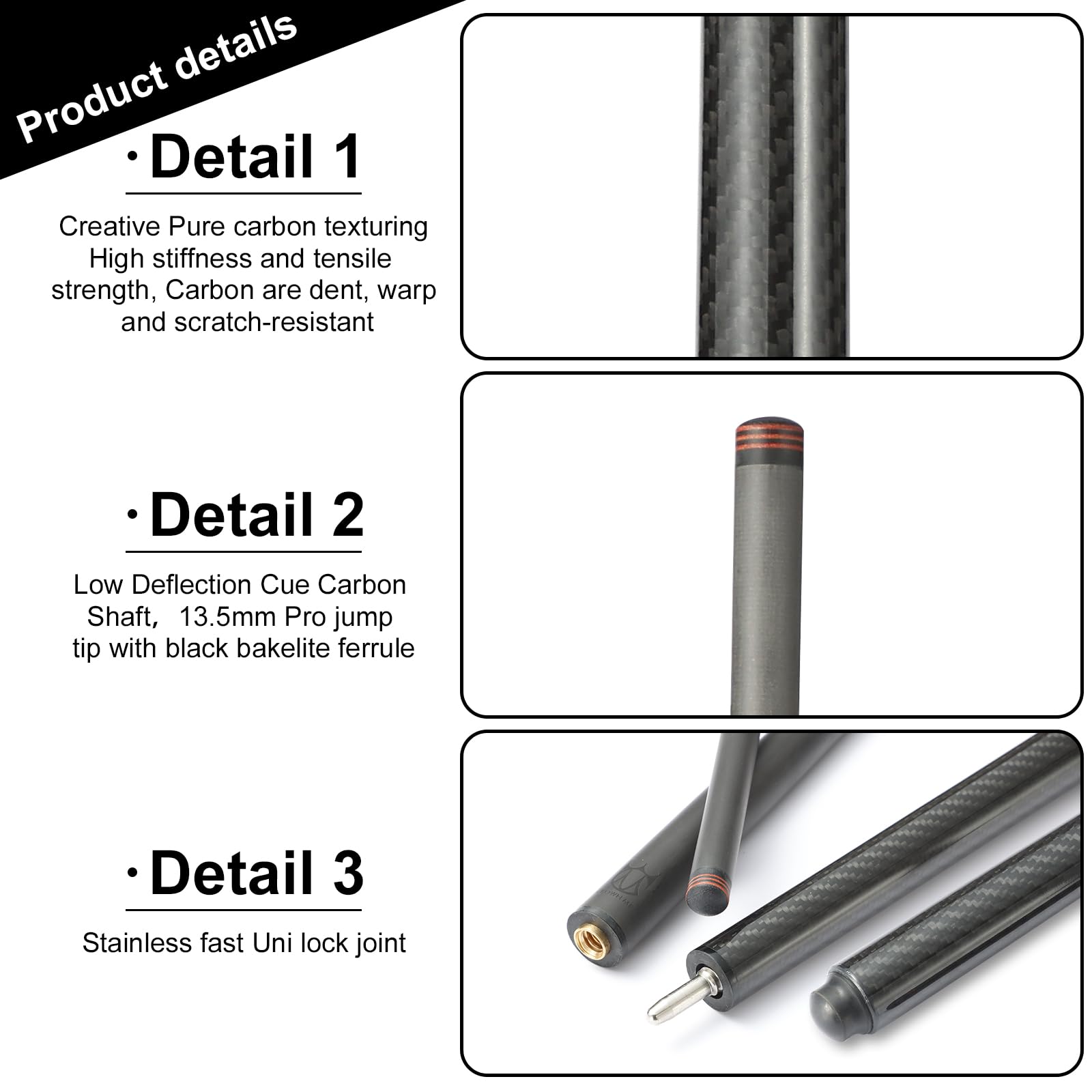 大人気！高性能な美品！CROWN ME フルカーボンファイバージャンプキュー Amazon.com : CROWN ME Carbon Fiber Jump Pool Cue Stick, 13.5mm Tip