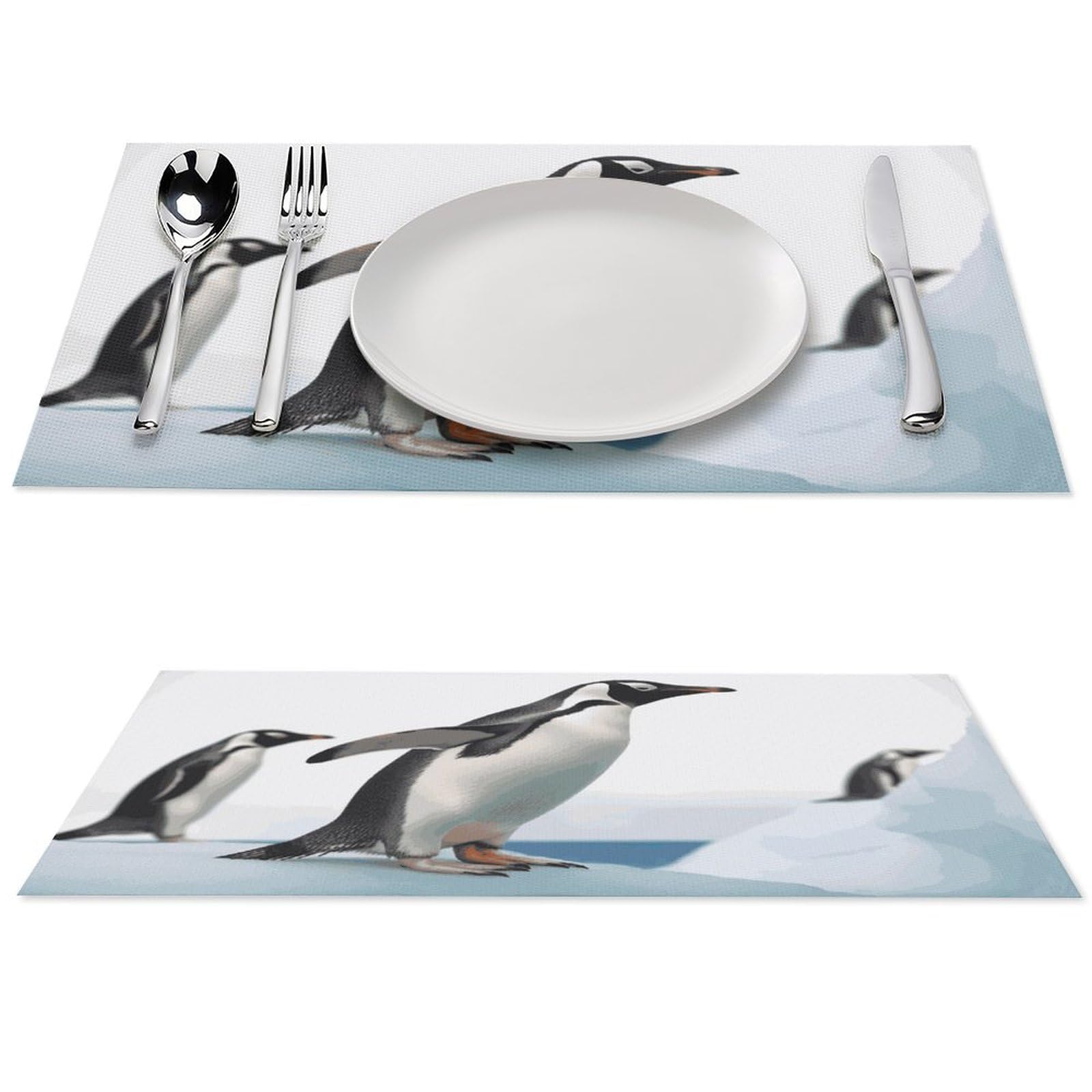 Lot de 6 sets de table en PVC motif pingouin lavables et imperméables