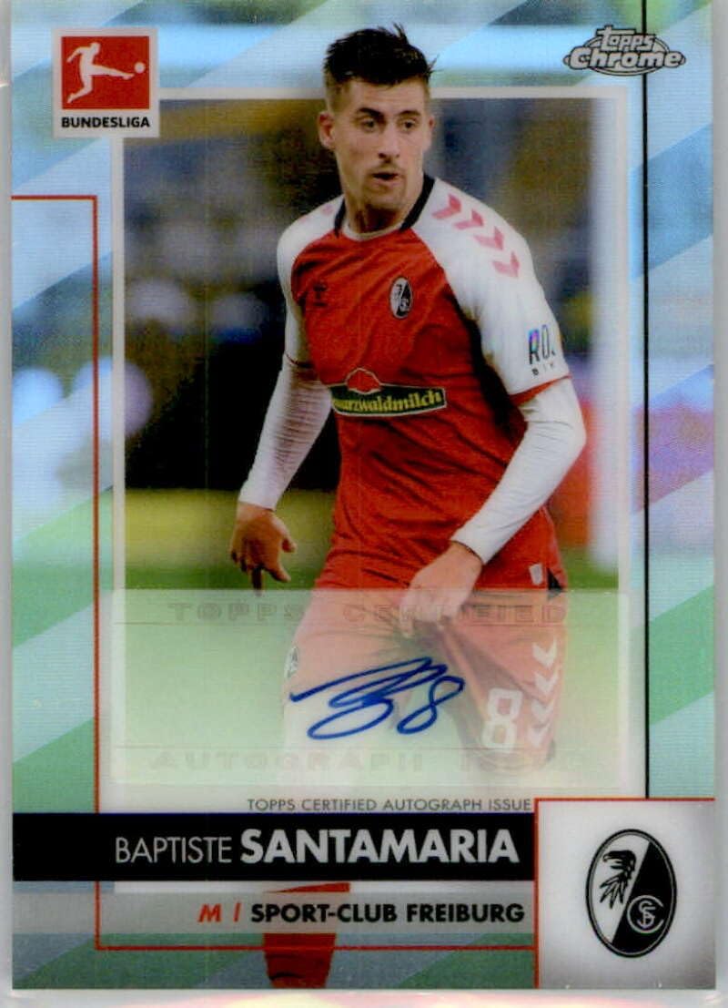 2020-21 Topps Chrome Bundesliga Autograph #BCA-BSA Baptiste Santamaria AU SC Freiburg Official Geramn Soccer League Card in Raw (NM or Better) Condition