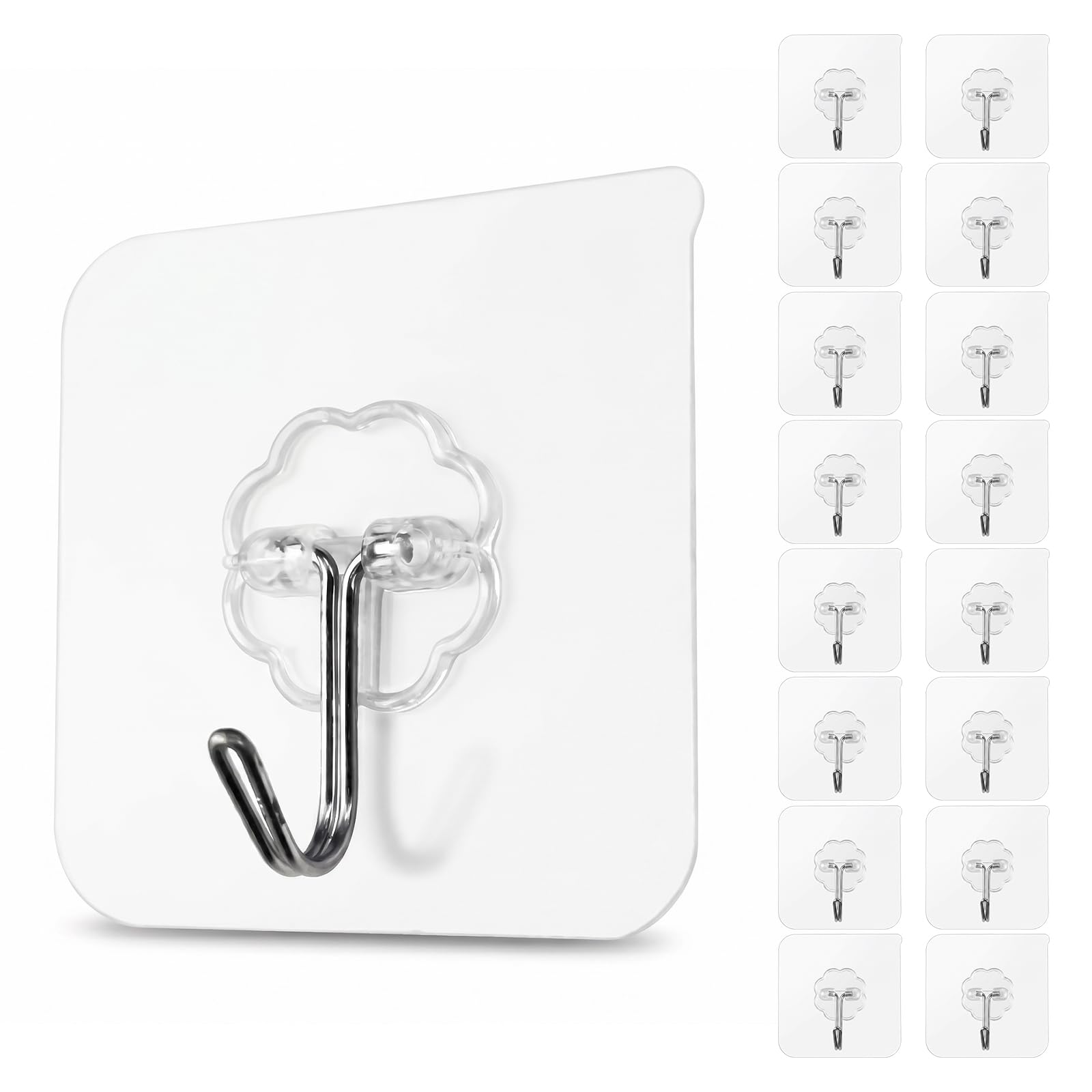 Ganchos adhesivos de pared resistentes, 10 kg (máx.), 16 unidades