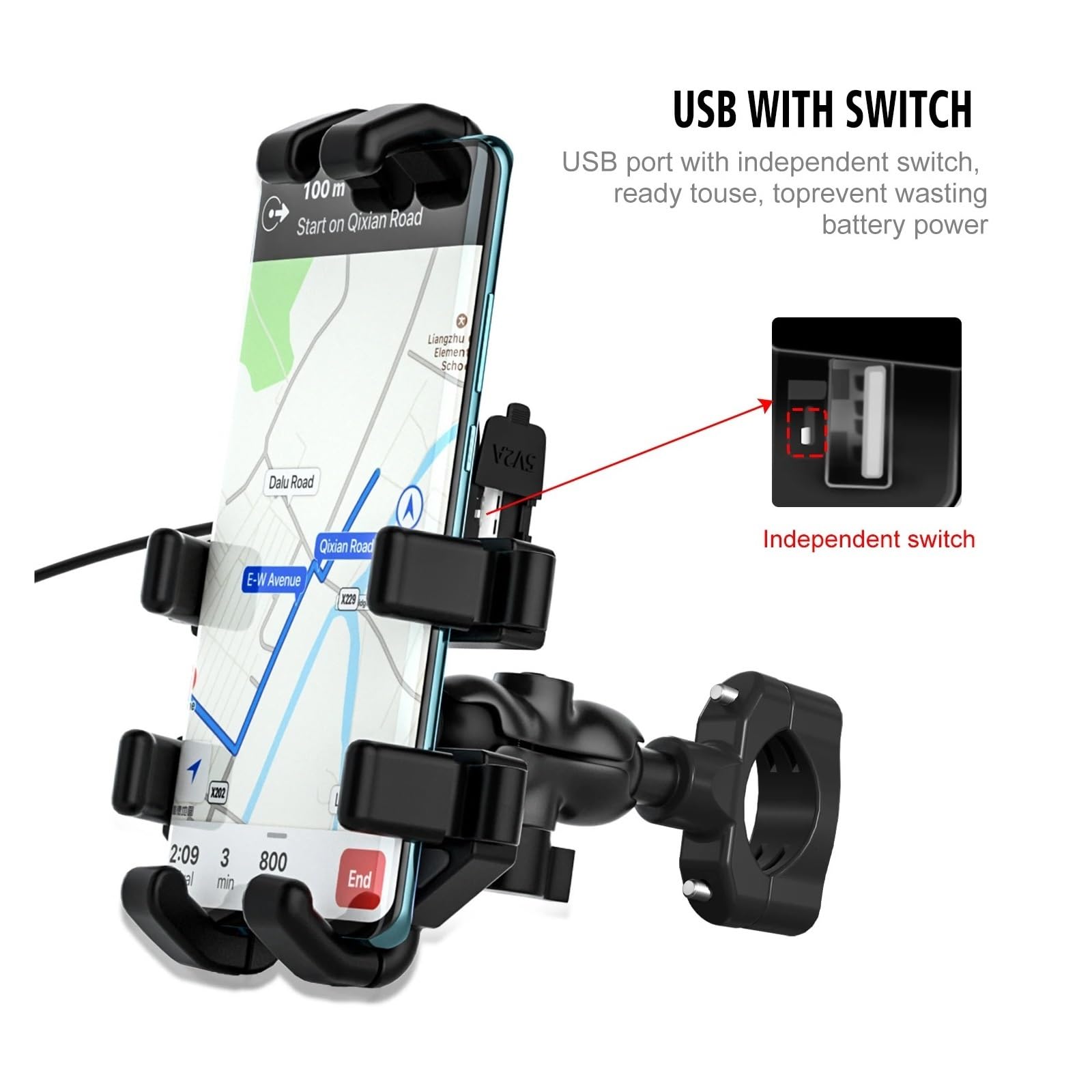 Soportes para Moto Soporte para Teléfono Móvil para Manillar De Motocicleta Resistente Al Agua con Espejos GPS Y Cargador USB