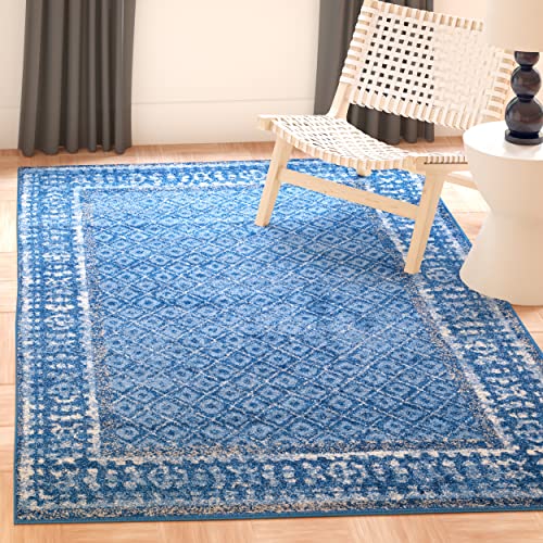 SAFAVIEH Zeitgenössische Teppich für Wohnzimmer, Esszimmer, Schlafzimmer - Adirondack Collection, Kurzer Flor, Hellblau und Dunkelblau, 91 X 152 cm SAFAVIEH Zeitgenössische Teppich für Wohnzimmer, Esszimmer, Schlafzimmer - Adirondack Collection, Kurzer Flor, Hellblau und Dunkelblau, 91 X 152 cm