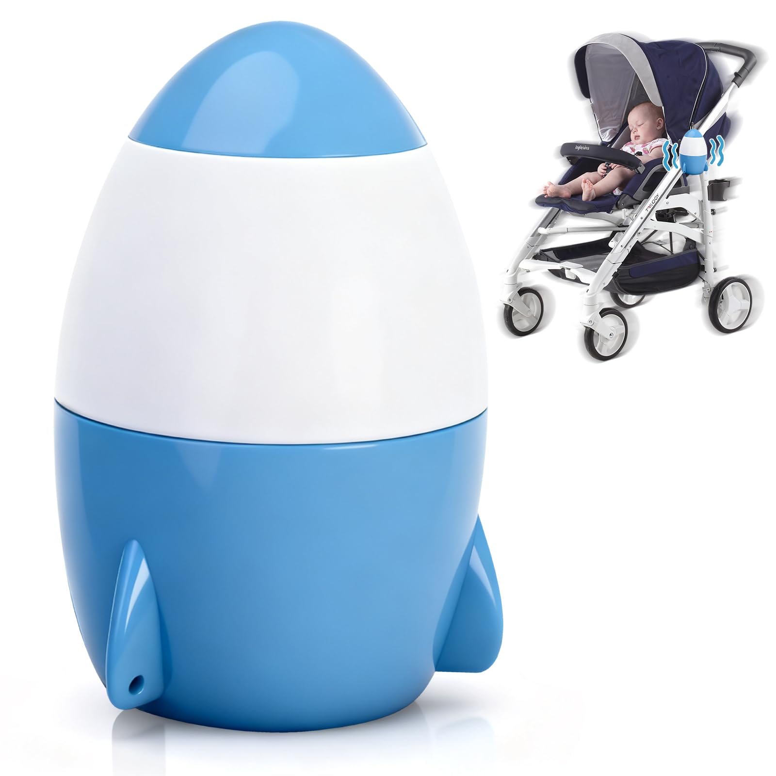 TUWEIPAIKE Stroller Rocker with Rechargeable, Portable Baby Sleep Soother with 5 Different Intensity Vibration Patterns, Baby Rocker Sleep Aid Fits All Pushchairs, Prams and Strollers (Blue)