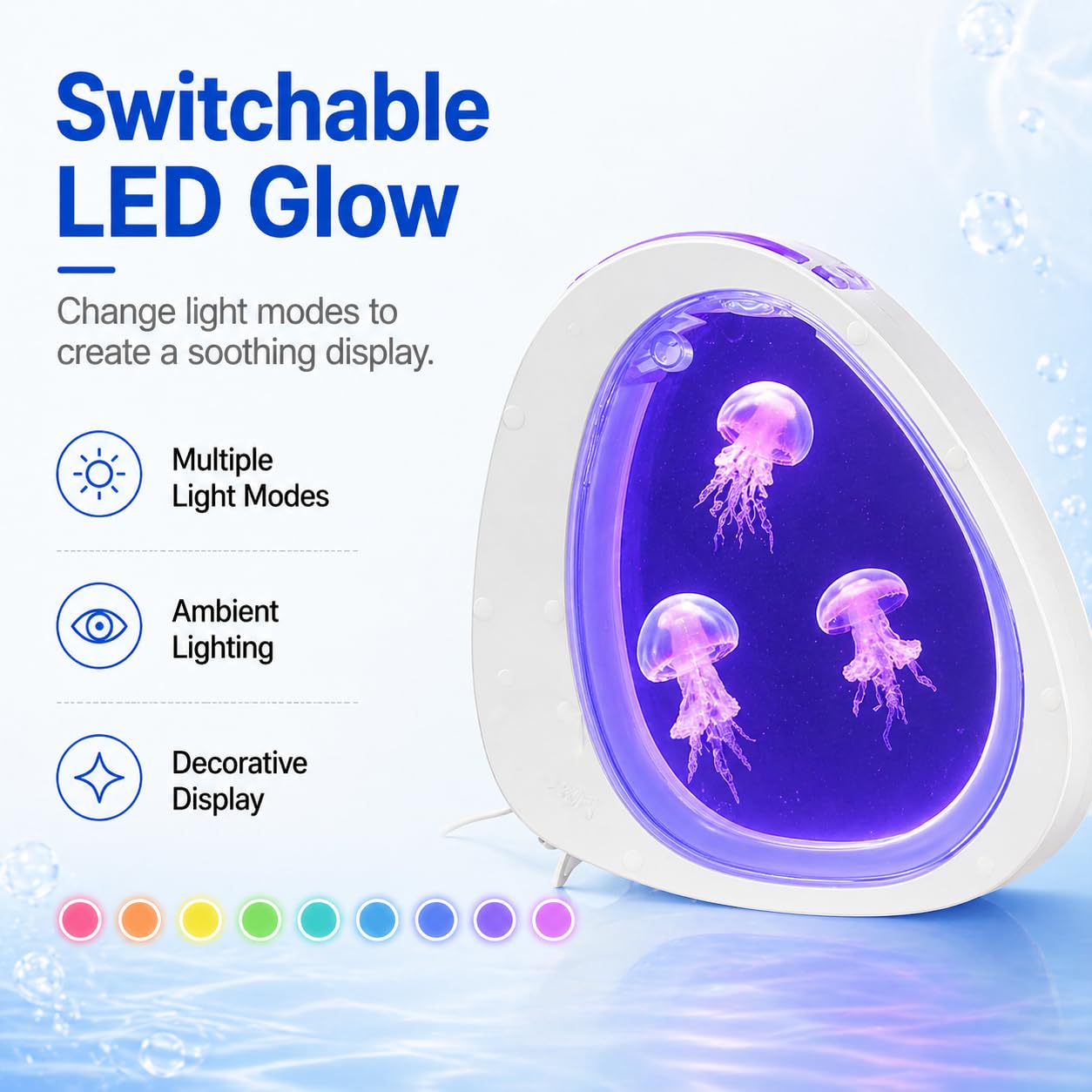 TsoLay Acuario para Medusas de Escritorio 4L, Kit de Pecera Inteligente con Luces LED de Colores, Acrílico Ultra Claro, Bomba de Olas Silenciosa, Control Táctil para Medusas Pequeñas y Peces Betta