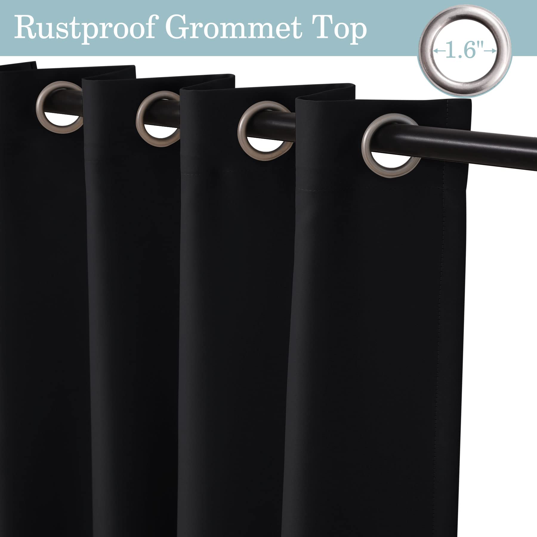 Fcosie Room Divider Wall Curtain Separate Wall Curtains Grommet Screen Partitions Extra Wide Blackout Curtains for Nursery Boys Girls Children Kids Room, 12.5 ft Wide x 8.5 ft Tall, Black, 1 PC