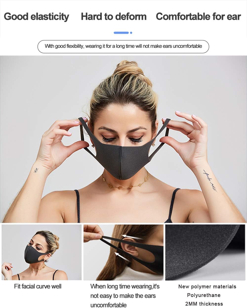 IFFEI 3 Pack Protective Face Mask, Unisex Mouth Mask, Reusable Washable Breathable Face Shield for Cycling Camping Travel