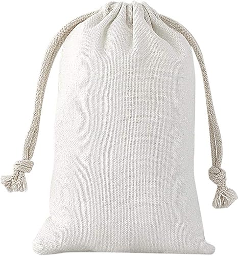 SumDirect 20 bolsas de muselina de algodón, mini bolsas de regalo ligeras blancas transpirables con cordón, bolsas de almacenamiento reutilizables