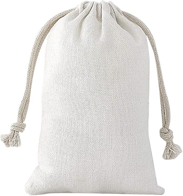 SumDirect 20Pcs Cotton Muslin Bags,White Mini lightweight Gift Bags Breathable Pouches with Drawstring Reusable Packing Storage Bags for Wedding, Party, Birthday (10x15cm)
