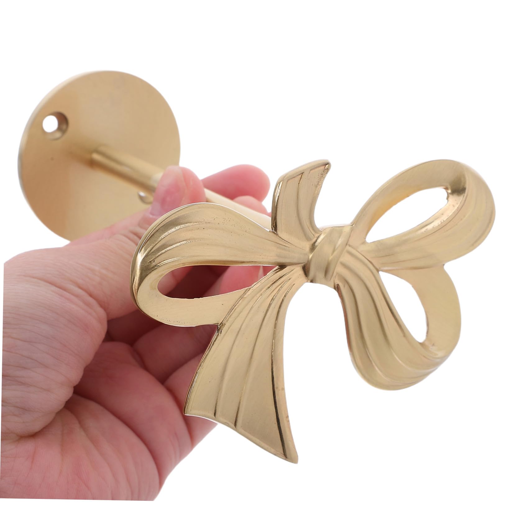ULTECHNOVO Porte-Rideaux Laiton Doré à Nœud Décoratif Supports Muraux Métalliques pour Rideaux Crochets Multifonctions pour Chambre Bureau et Salon