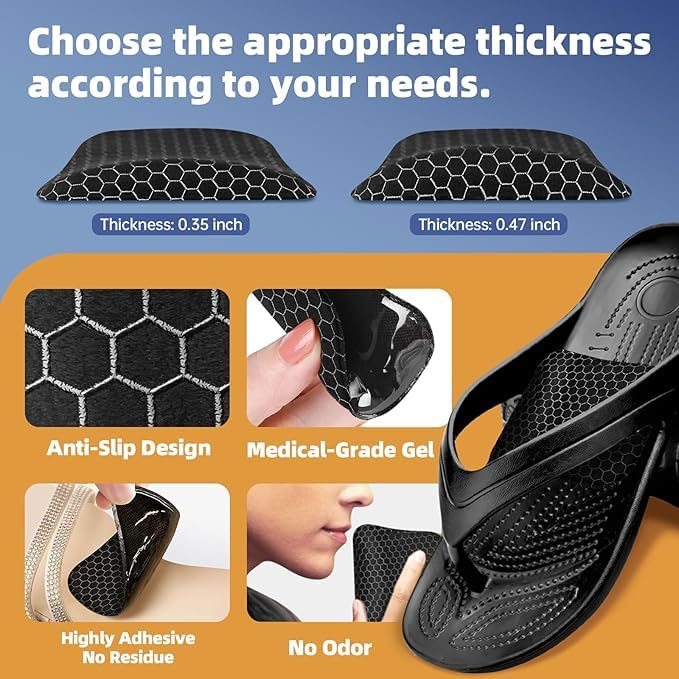 Image of ZAIWOO High Arch Support Inserts Women /Men, Flat Foot Arch Support Pads for Women, Reusable Arch Support Shoe Filler, Two-Option of Different Heights | 1 Pair