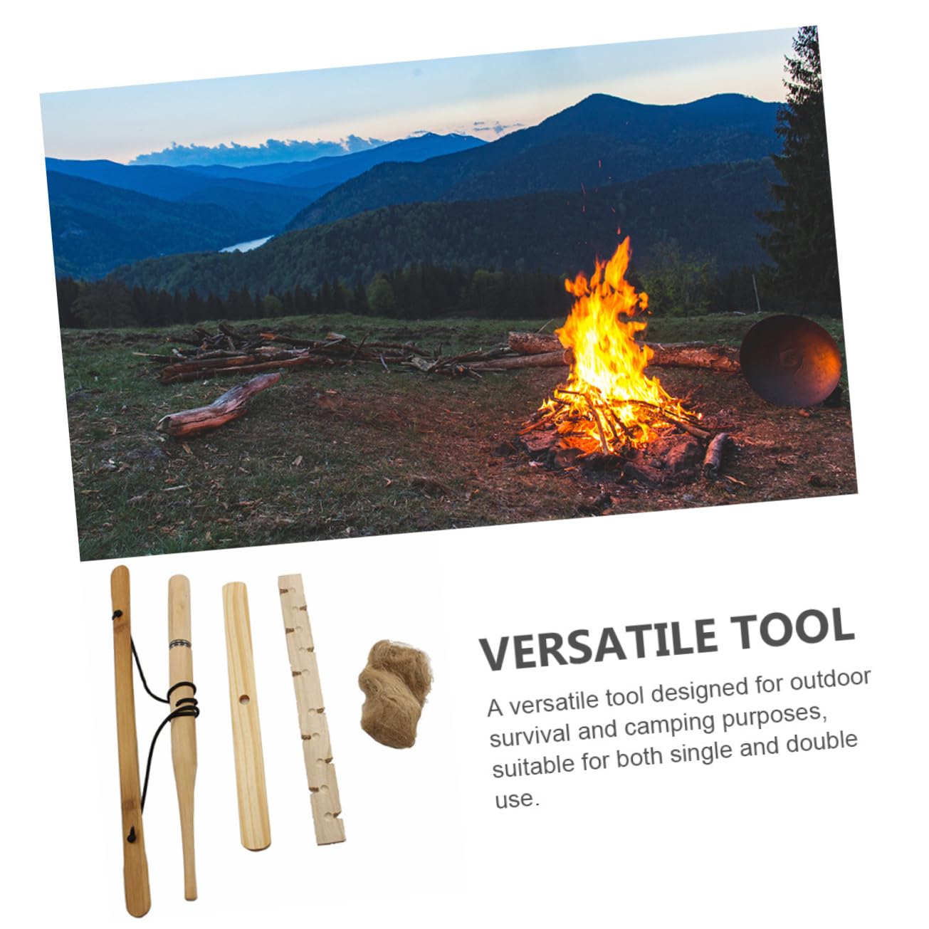 Sosoport 5 Sets Camping Feuer Ausrüstung Tragbare Feuer Bohrer Kit Outdoor Feuer Werkzeug Bohrer Starter Handheld Feuer Starter