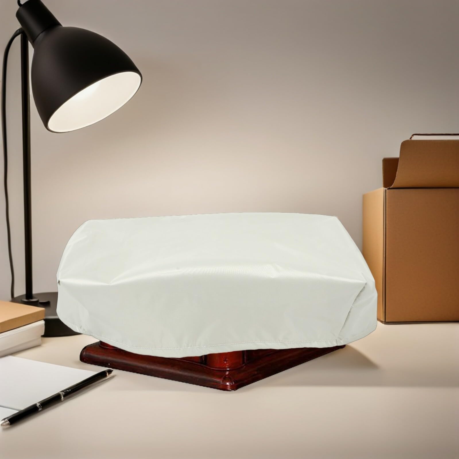 Angoily Housse Anti-poussière Protection pour Platine Vinyle Vintage Beige en Tissu Oxford pour Tourne-disque Résistante aux Rayures et Portable en Salon ou Chambre