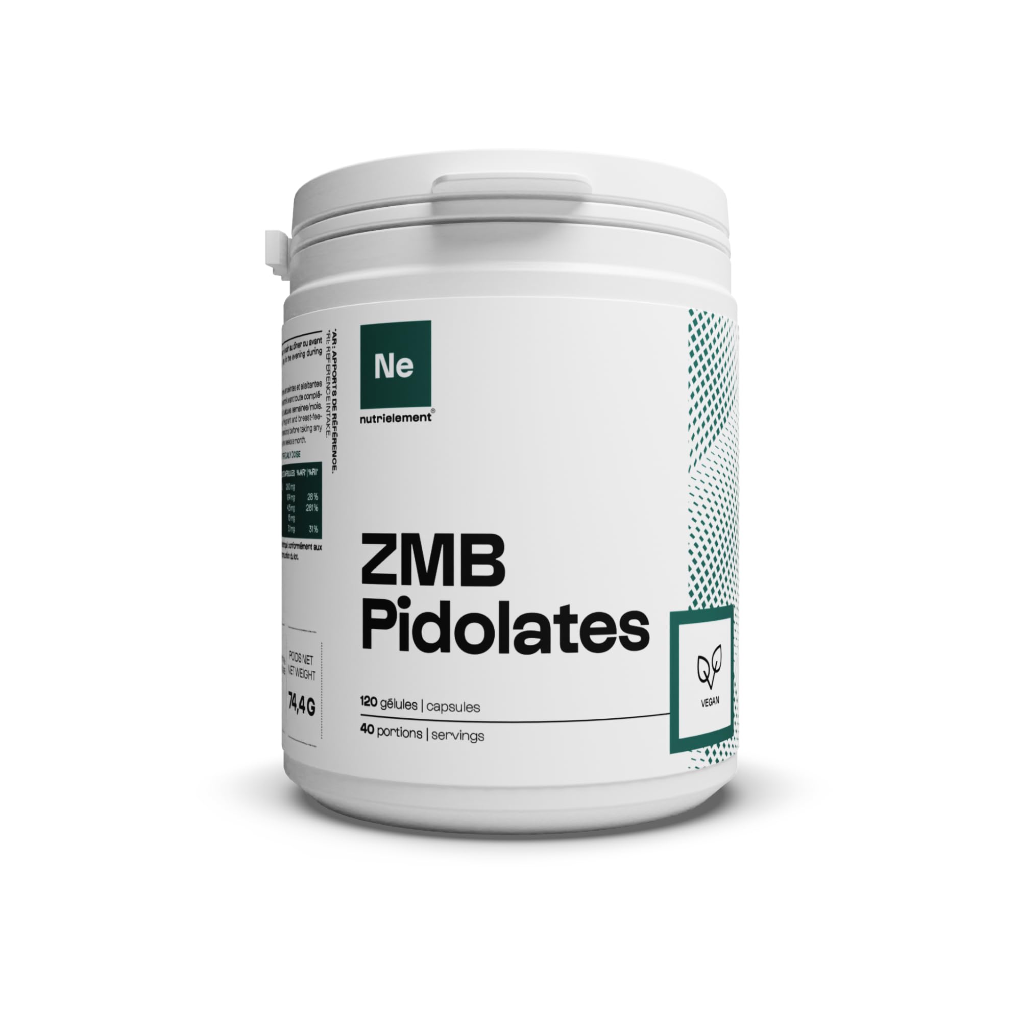 Nutrielement by Nutrimuscle ZMB Pidolates 120 Gélules Product Description