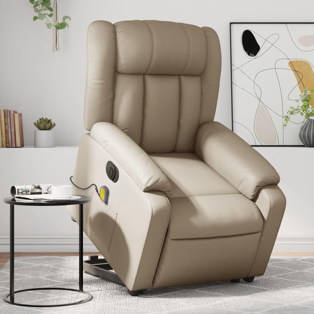 Homgoday Poltrona Massaggiante,Poltrona Alzapersona Massaggio Elettrica Cappuccino Similpelle,Poltrona Massaggiante Poltrona Reclinabile Relax,Sedia da Massaggio Poltrona Relax Tutto Il Corpo