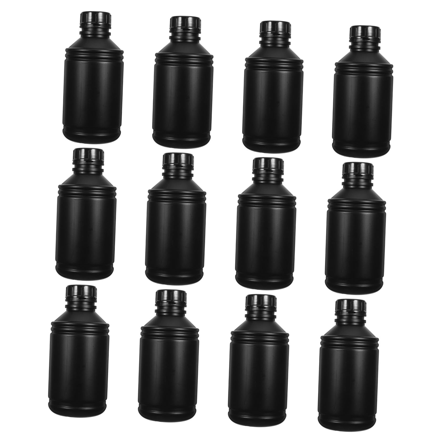 TOPBATHY 12 pièces Bouteilles de Stockage Chimique Hdpe Résistantes Aux Produits Chimiques Bouteilles de Réactifs de Laboratoire Noires avec Protection UV et Bouchons Étanches pour Photo