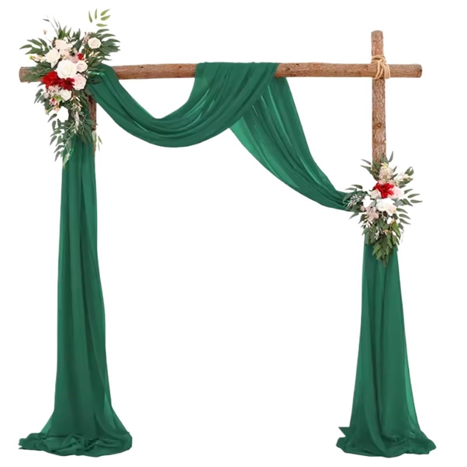 HIFRQVVC Wedding Curtains Decorations, Wedding Arch Drape Chiffon Curtain Stage Backdrop Multicolor 75x300cm 75x600cm(Dark Green,75x300cm)