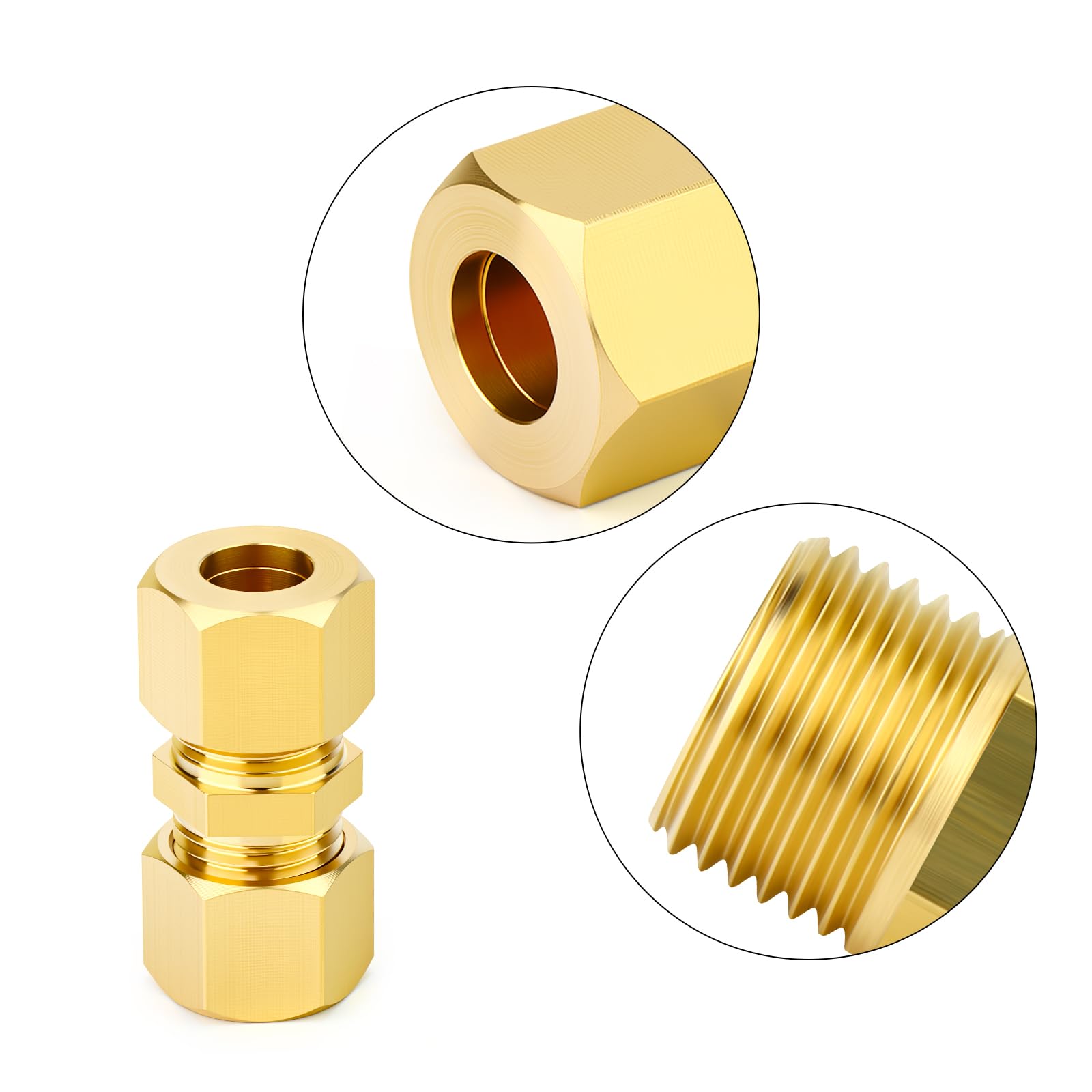 TAISHER 5PCS Raccord de tuyau à compression en laiton, 8MM Tube OD x 8MM Tube OD Adaptateur droit