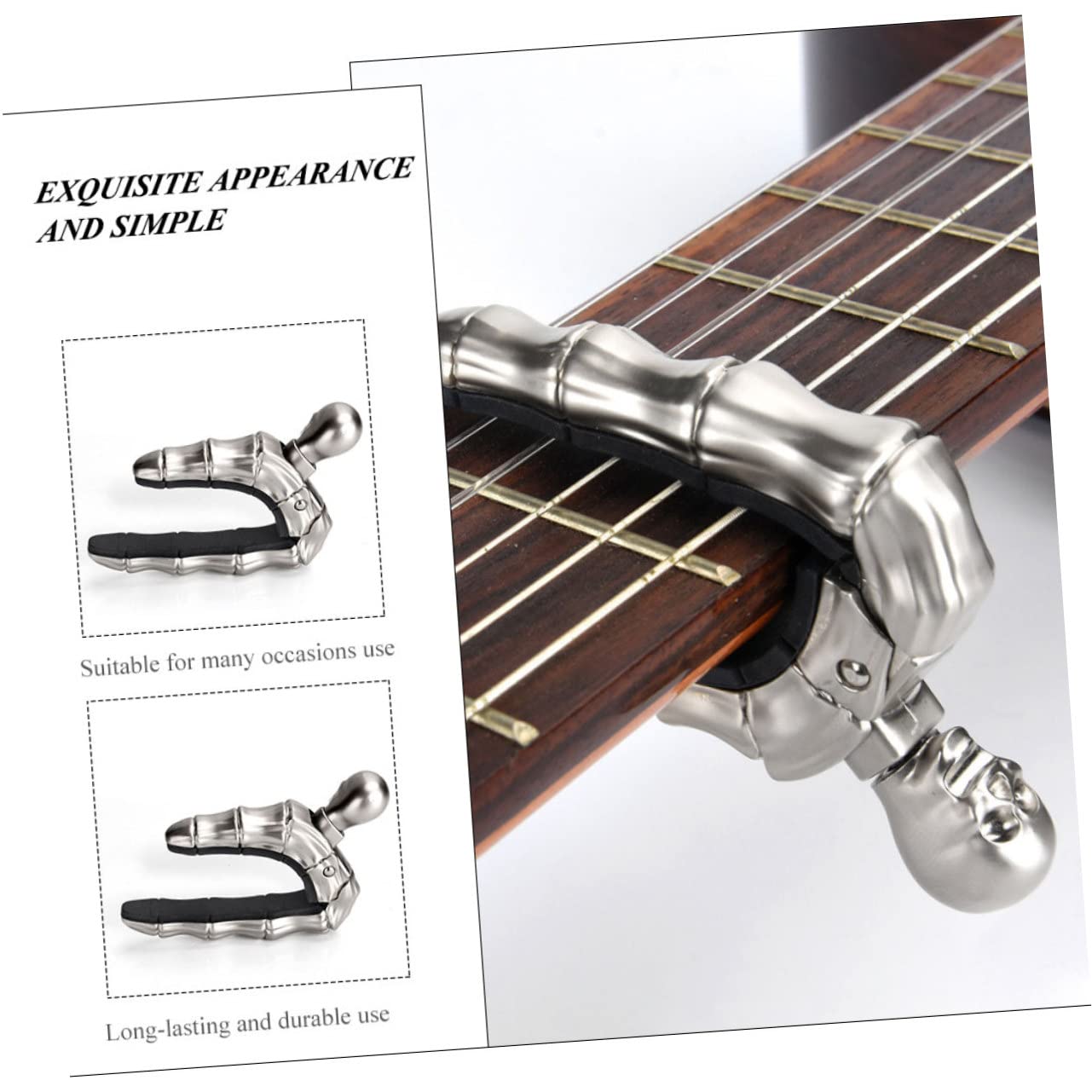Toyvian 2 Piezas Capo para Guitarra Diseño Calavera Abrazadera y Ligera para Guitarra Ukelele Acústica y Eléctrica Accesorio Durable para Músicos