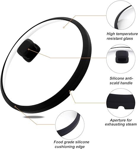 Miniatura 2 de Cubierta de vidrio para microondas para alimentos, cubierta grande para microondas, con mango de fácil agarre, tapa antisalpicaduras con ventilación