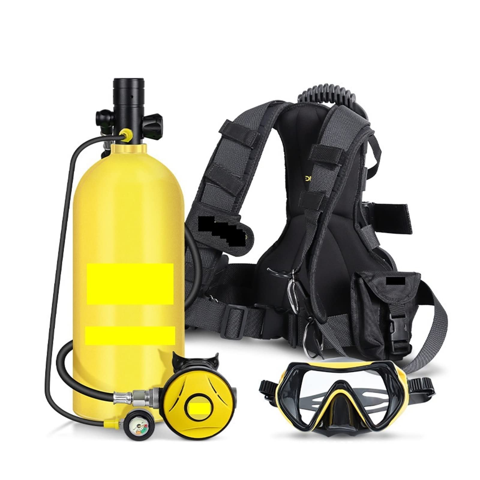3 Litri Di Attrezzatura For Lo Snorkeling For Immersioni Subacquee Respiratore For Bombole Di Ossigeno Con Branchie Di Pesce Di Ricambio(Yellow bottle blackhead—B)