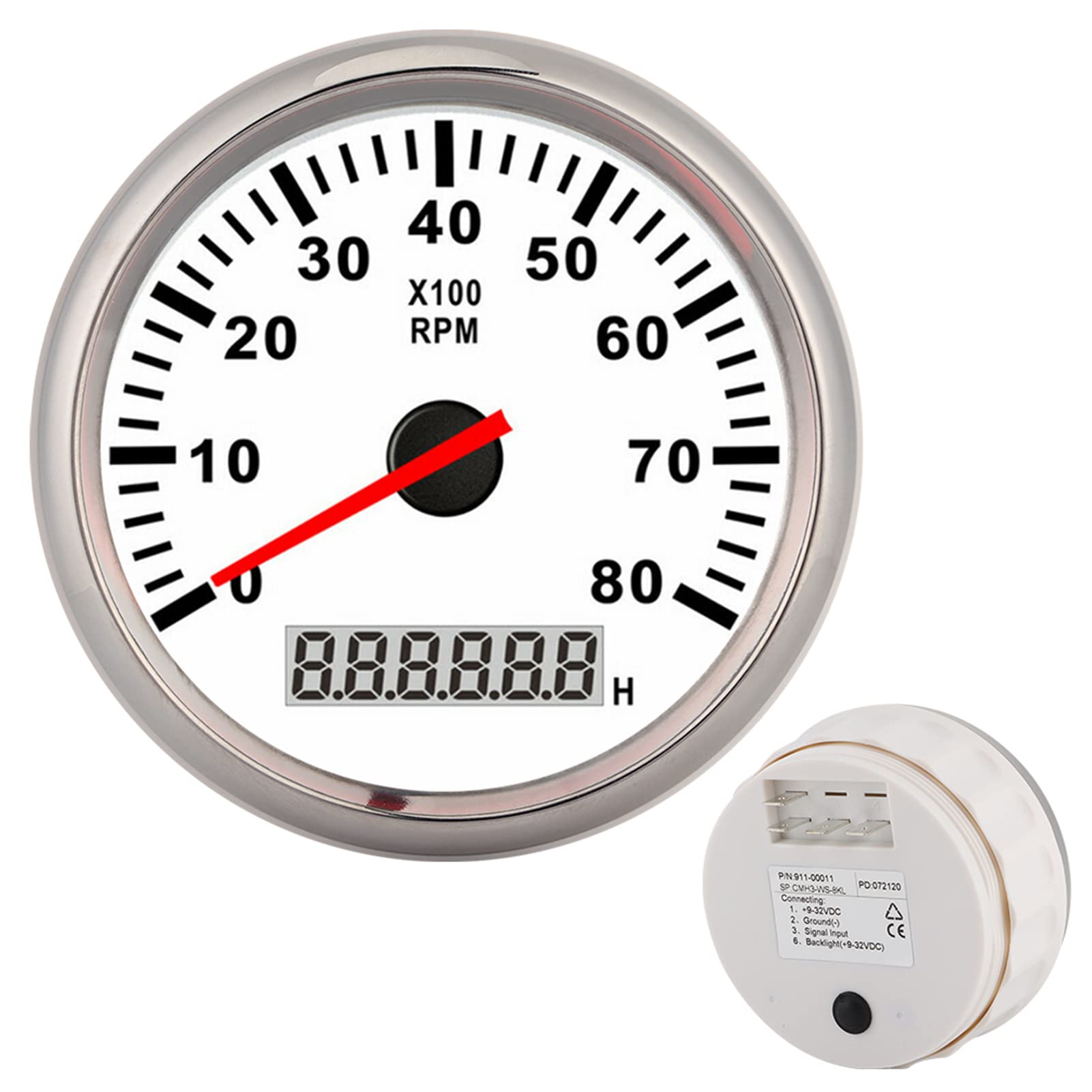 Cryfokt Tacómetro Digital 8000RPM Retroiluminación LED Indicador (White