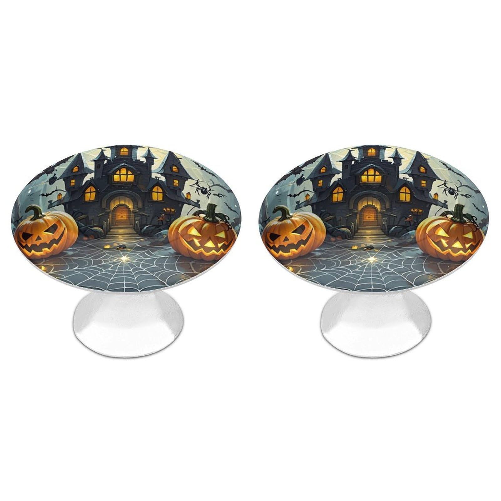 FekiLoot Pumpkin Lantern Castle Cabinet Knobs Simple Drawer Handles Aluminum Alloy Kitchen Pulls Round Cabinet Door Knobs with Screw Door Hardware for Dresser Cabinets 2 Pack