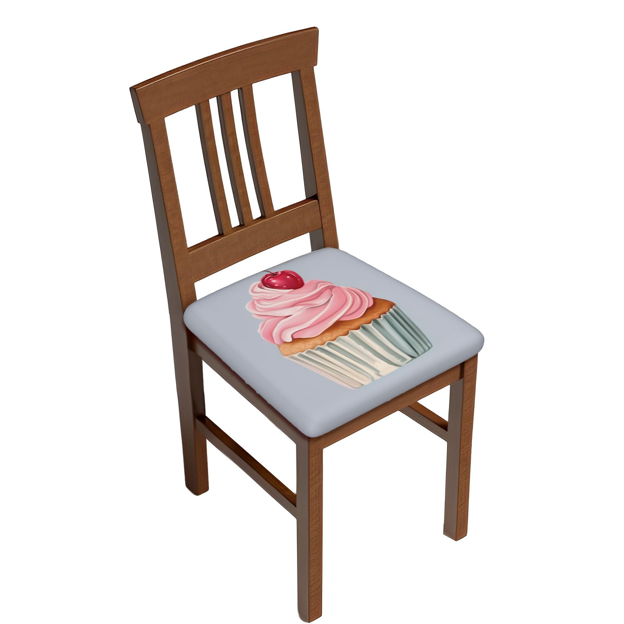 Dining Chair Seat Covers Set of 6, Delicious Cupcake Print Chair Seat Protector Removable Chair Seat Cushion Slipcovers Seat Cushion Slipcovers for Dining Room Office