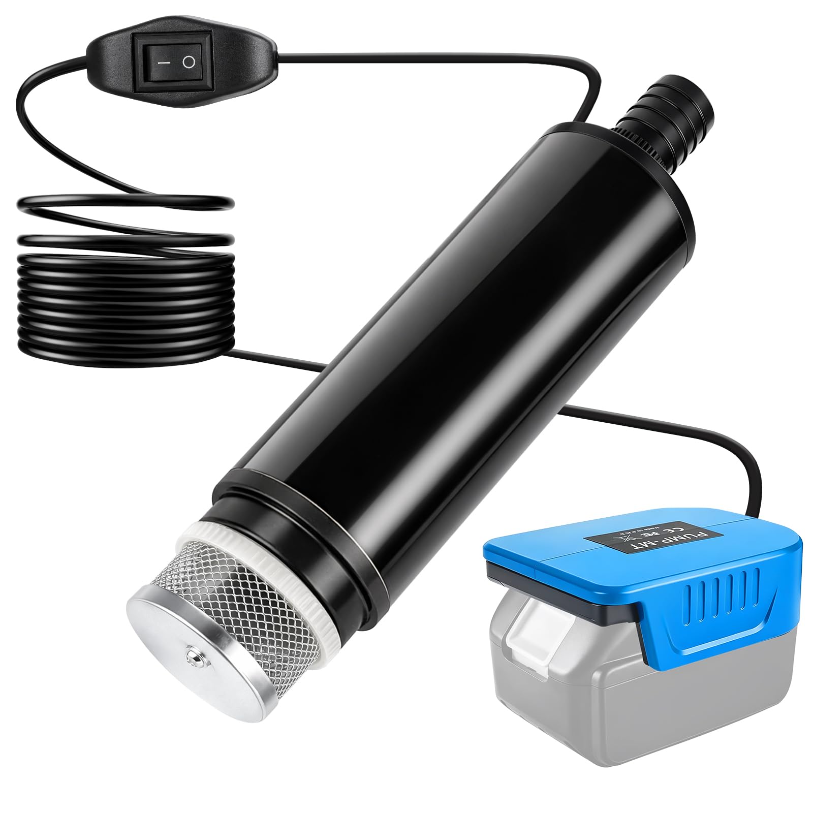 Mini Bomba de Agua Sumergible Compatible con Bosch 18V, 30 L/min Bomba de Agua a Batería Portátil para Barril de Lluvia, Piscina, Estanque y Riego de Jardín (Batería No Incluida)