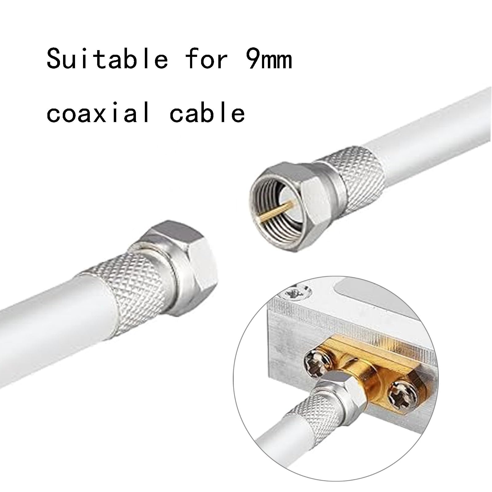GVSS Lot de 10 Fiche F Antenne TV 7mm,Adaptateur Antenne TV,Connecteur F,Prise F,F Connector 7mm pour Câble d'Antenne Coaxial et Câble Satellite