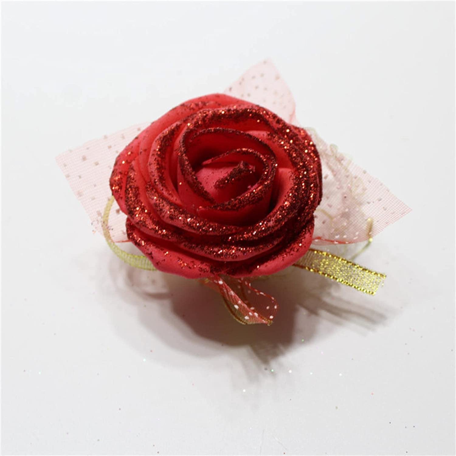 Fiori da ballo, fiore da polso, bouquet da sposa, 2 pezzi di rose di seta artificiali corpetto braccialetto da damigella d'onore fiori da sposa polso fiore braccialetto corpetto for matrimoni (Colore