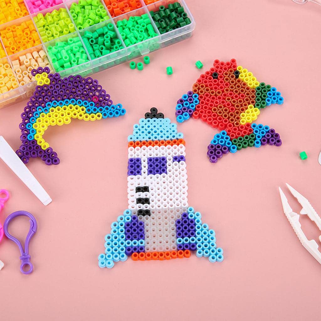 Beads Bügelperlen Bastelpackung DIY Bastelperlen Steckplatten mit Zubehör aus Robustem für Kinder Kunstprojekt