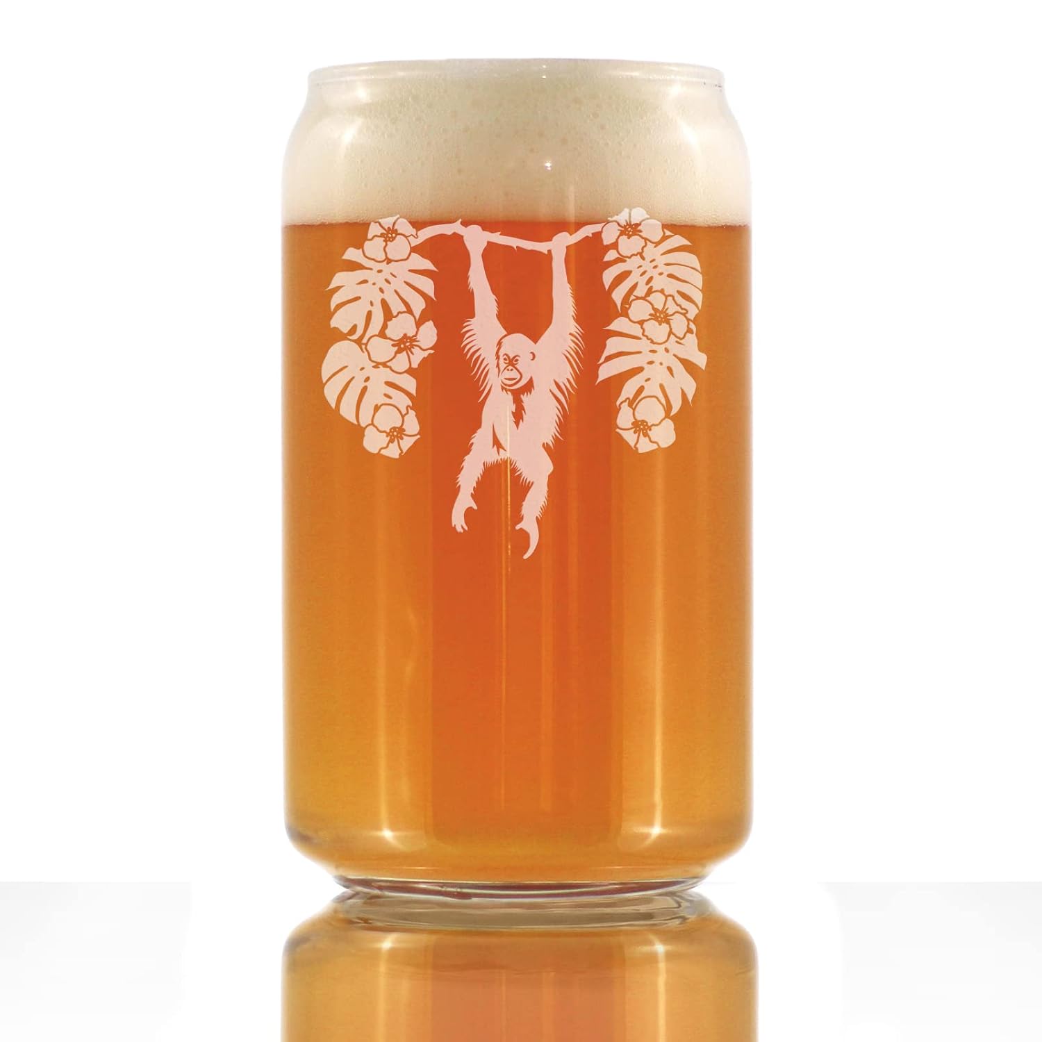 Orangutan Beer Can Pint Glass Fun Wild Animal Themed