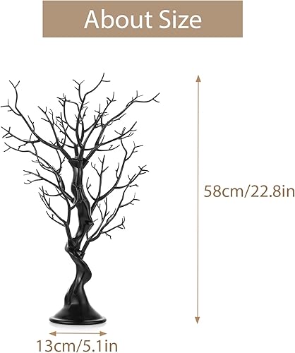 Miniatura 4 de Sziqiqi Árbol artificial negro para centro de mesa, pequeños árboles falsos de 1.9 pies, árbol sintético para fiesta, cumpleaños, jardín, hogar,