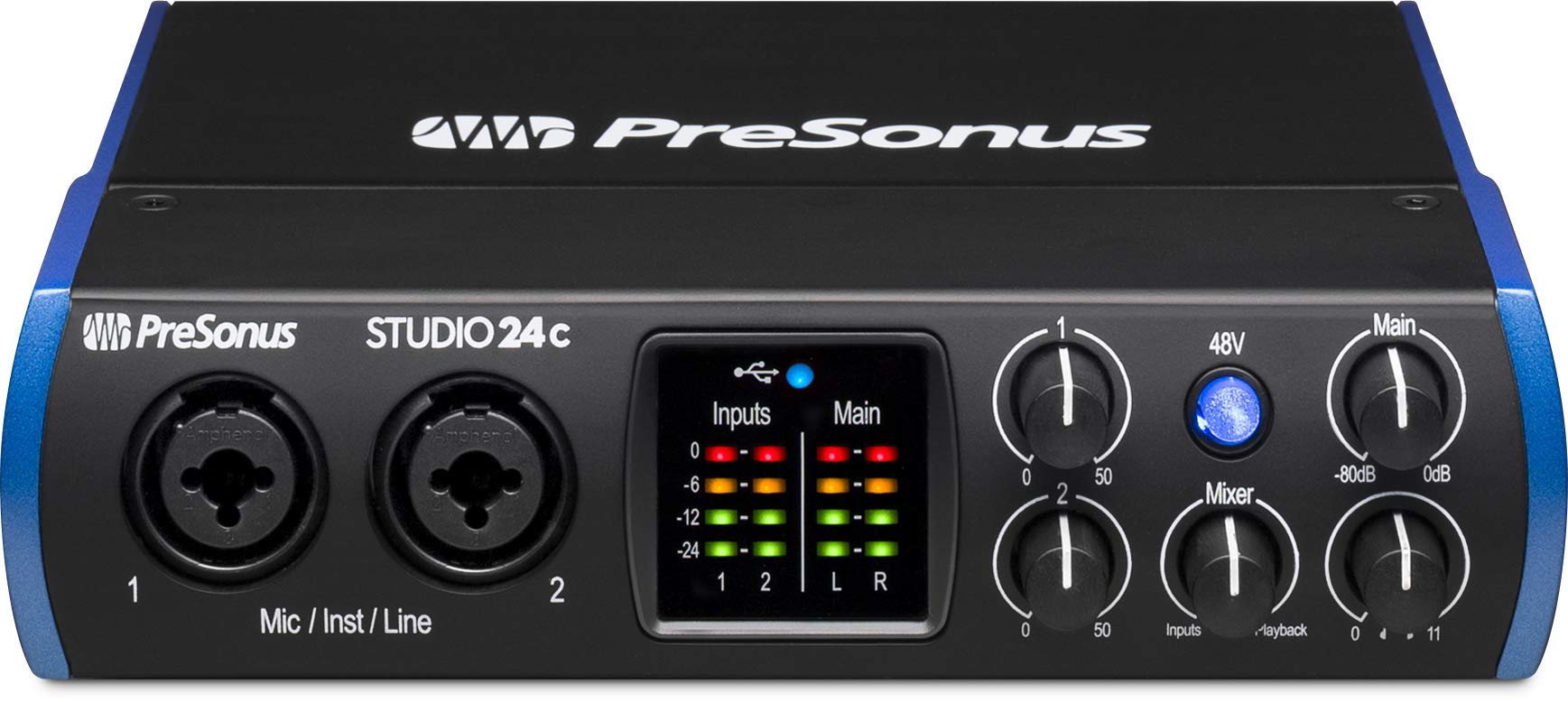 PreSonus Studio 24c, Interfaccia Audio USB-C, Per Registrazione, Diffusione, Podcasting con Bundle di Software incluse Studio One Artist, Ableton Live Lite DAW