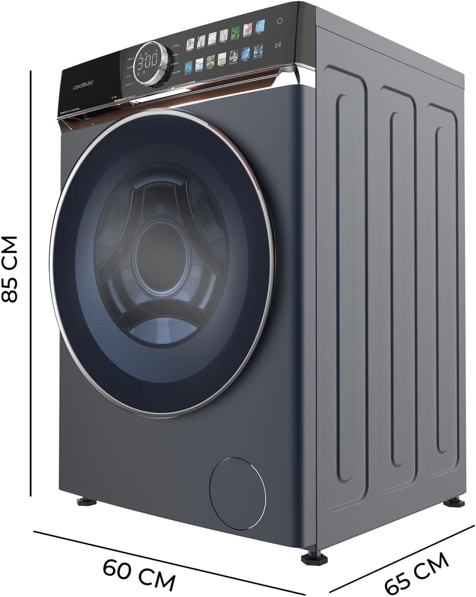 Lato view della lavatrice Cecotec Bolero DressCode 12980 con dimensioni