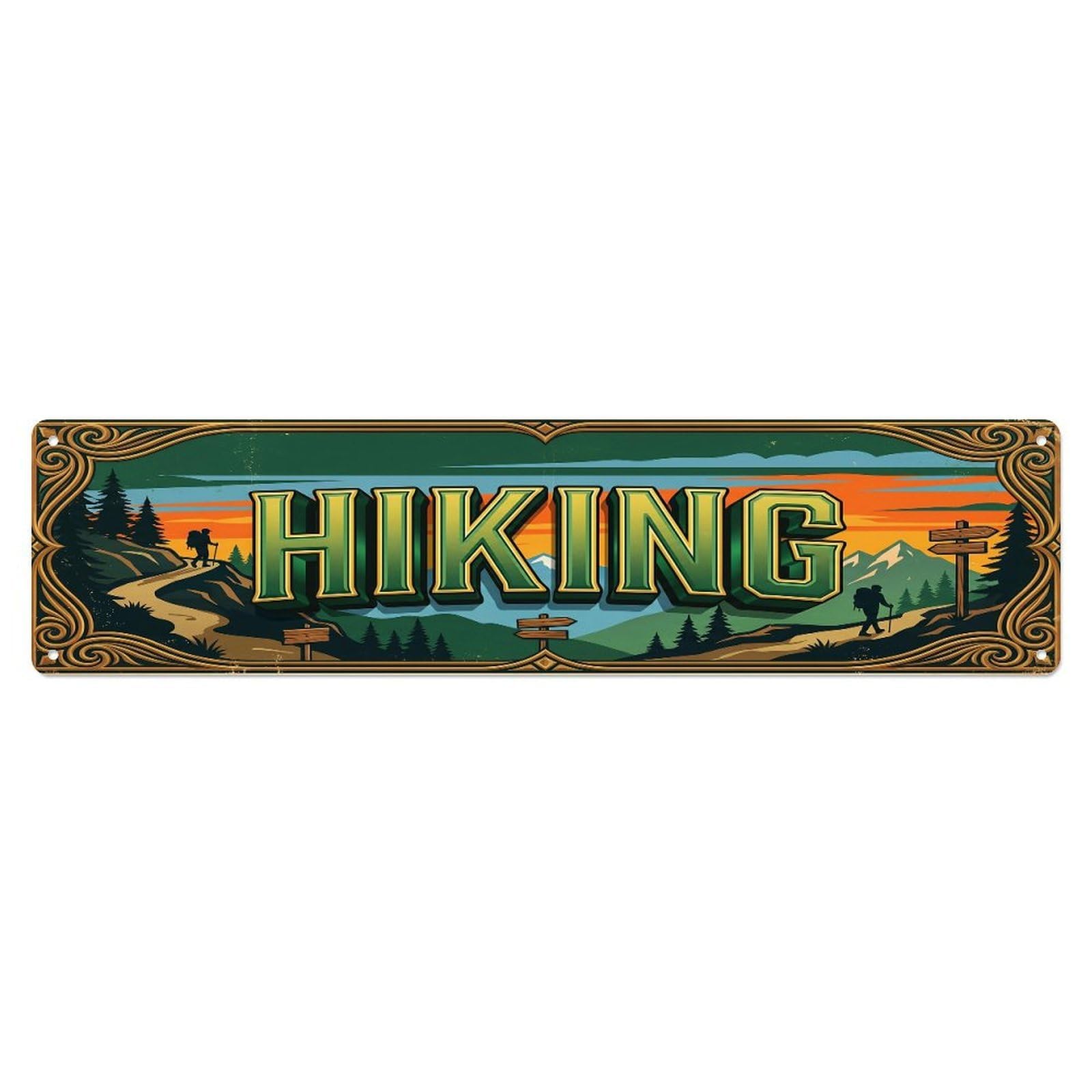 Cmhok Vintage Style Vintage Hiking Outdoor Activity Sports Metal Tin Sign Wall Decor For Cafe, Club, Garden Metal Poster 4X16inch