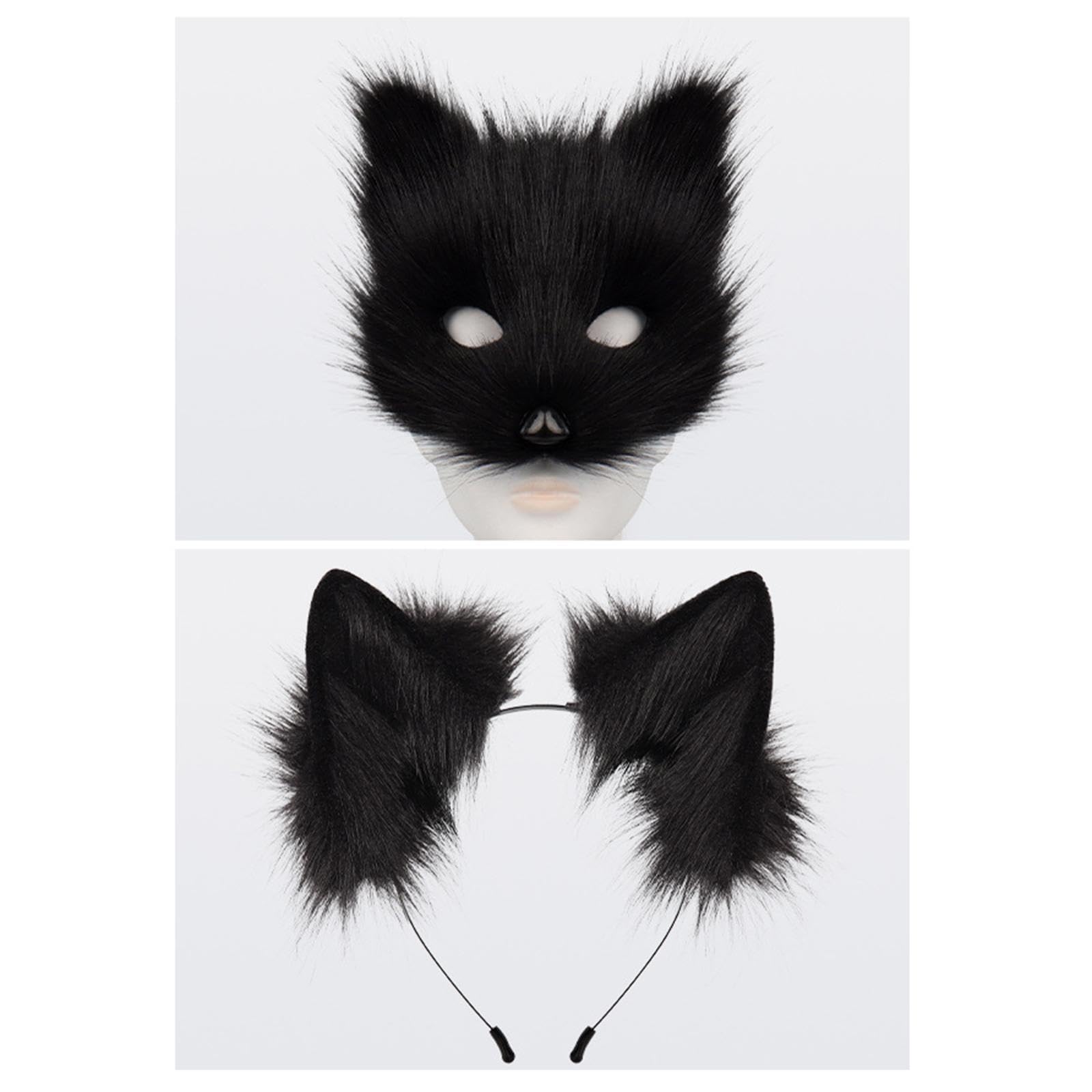 Maschera E Coda Da Therian, Bellissima Maschera Da Gatto Pelosa per Halloween, Feste, Vacanze, Compleanni