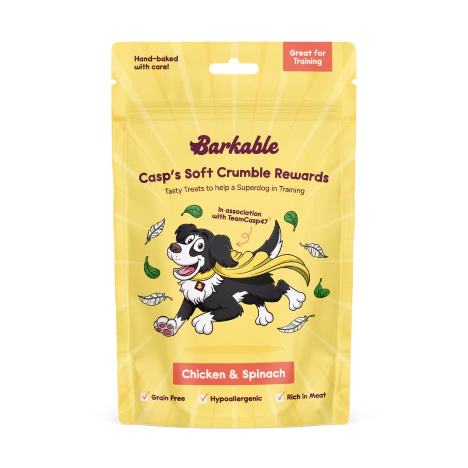 Casper's Soft Crumble Rewards Training Treats for Dogs - Grain-Free, Chicken & Spinach Flavour, Hypoallergenic, Gluten-Free, Ideal for Training & Good Behavior - Made With Natural Ingredients